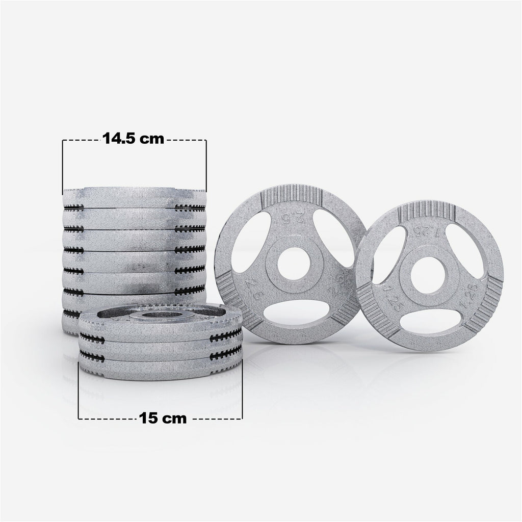 Valurautainen Tri Grip Käsipainosetti 30kg Kierrelukoilla 35cm, Ø 30/31mm 2kpl