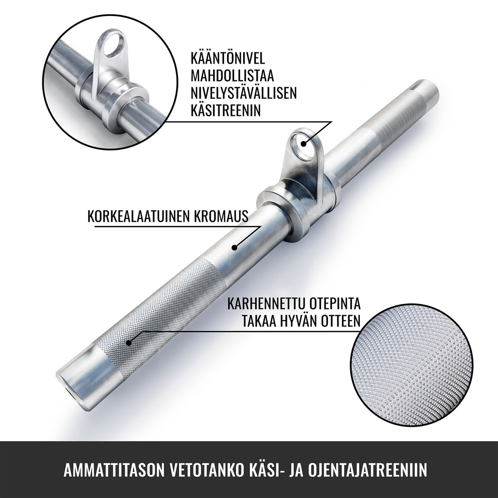 Pyörivä Suora Tanko Vetotanko Taljaan 50cm, 2.5kg, Max. 200kg Kromi