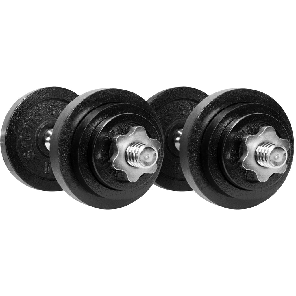 Säädettävä Levypainosetti 2in1 / Käsipainotanko 35cm Tai Levytanko 80 cm + Valurautaiset Levypainot