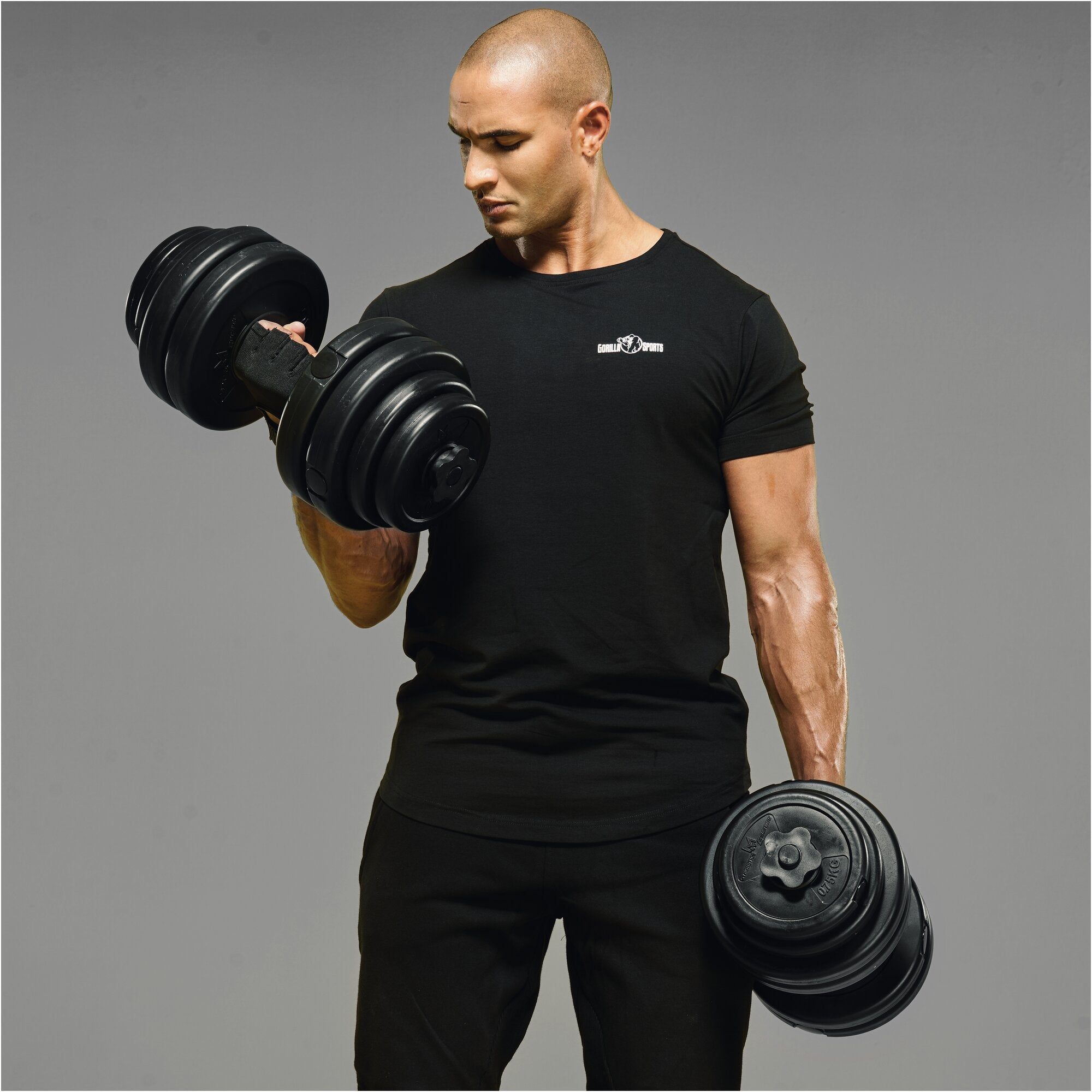 E-Sarja Säädettävä Käsipainosarja 30kg Kierrelukoilla 45cm, Ø 25mm Musta 2kpl