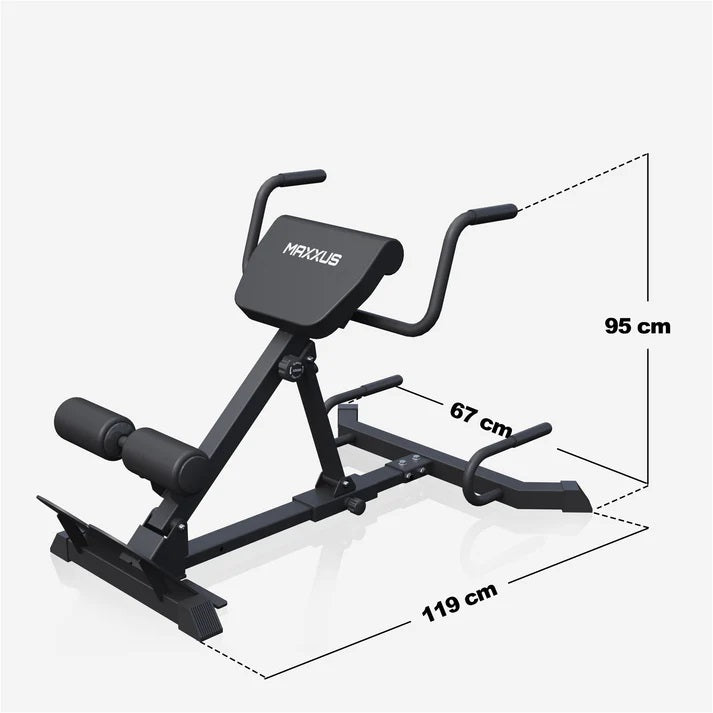 MAXXUS Selkäpenkki 7in1 / Selkälihaslaite Dippikahvoilla Säädettävä Musta