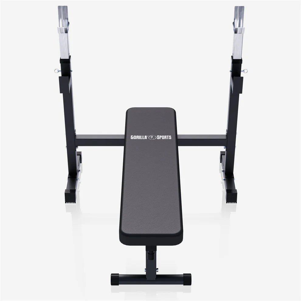 Taitettava Painonnostopenkki Musta + Vinyylinen Levytankosarja 70kg