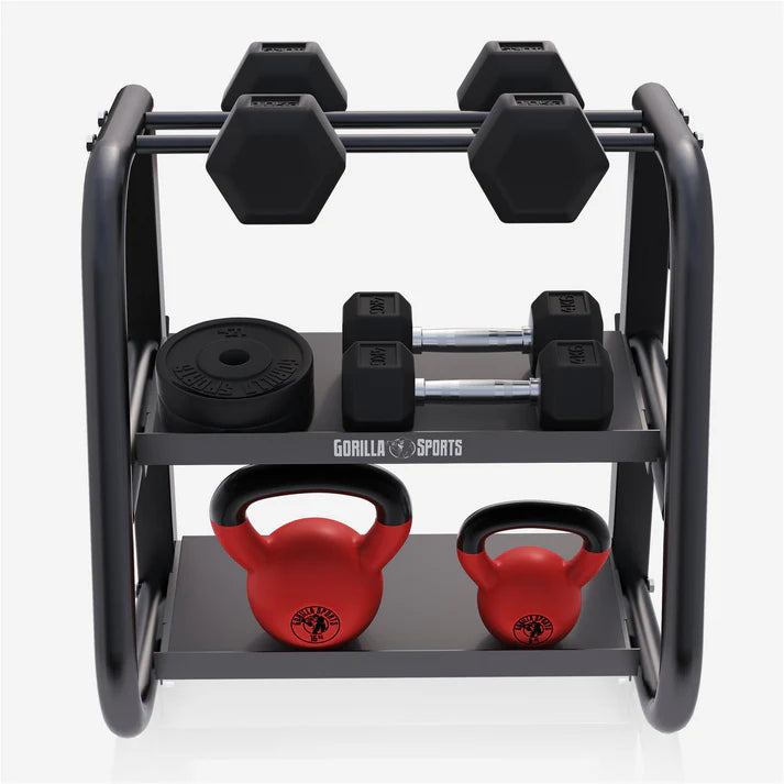 Monipuolinen Käsipainoteline 2-Tasoa 52x68,5x62cm Max. 300kg Musta