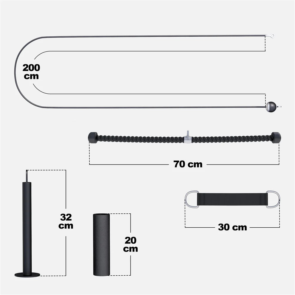 Taljasetti Kotiin Ojentajaköydellä, Levypainokuormitteinen, Ripustettava, Max 150 kg