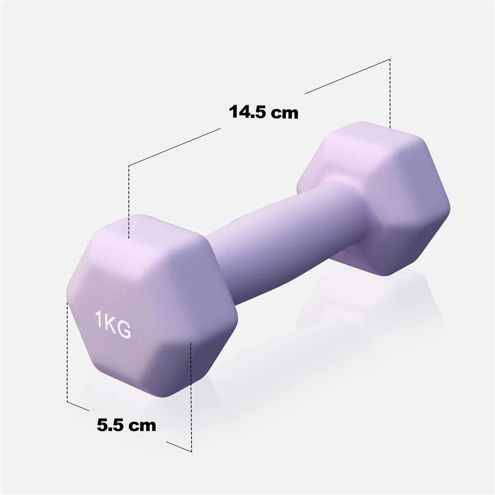Aerobic / Neopreenikäsipainot, 1kg / 2kpl, 14,5x5,5cm, Lila