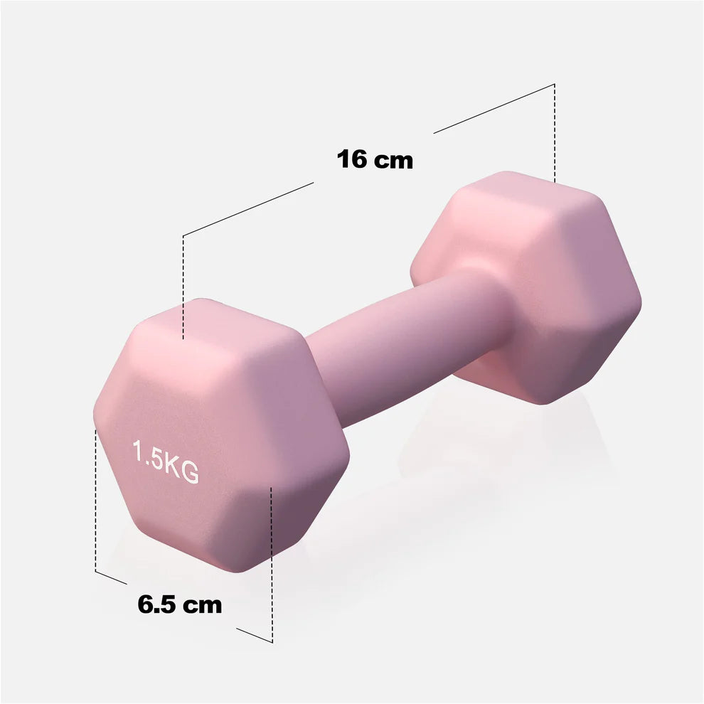 Aerobic / Neopreenikäsipainot, 1,5kg / 2kpl, 16x6,5cm, Vaaleanpunainen