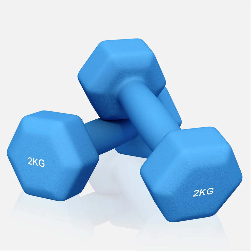 Aerobic / Neopreenikäsipainot, 2kg / 2kpl, 17x7cm, Sininen