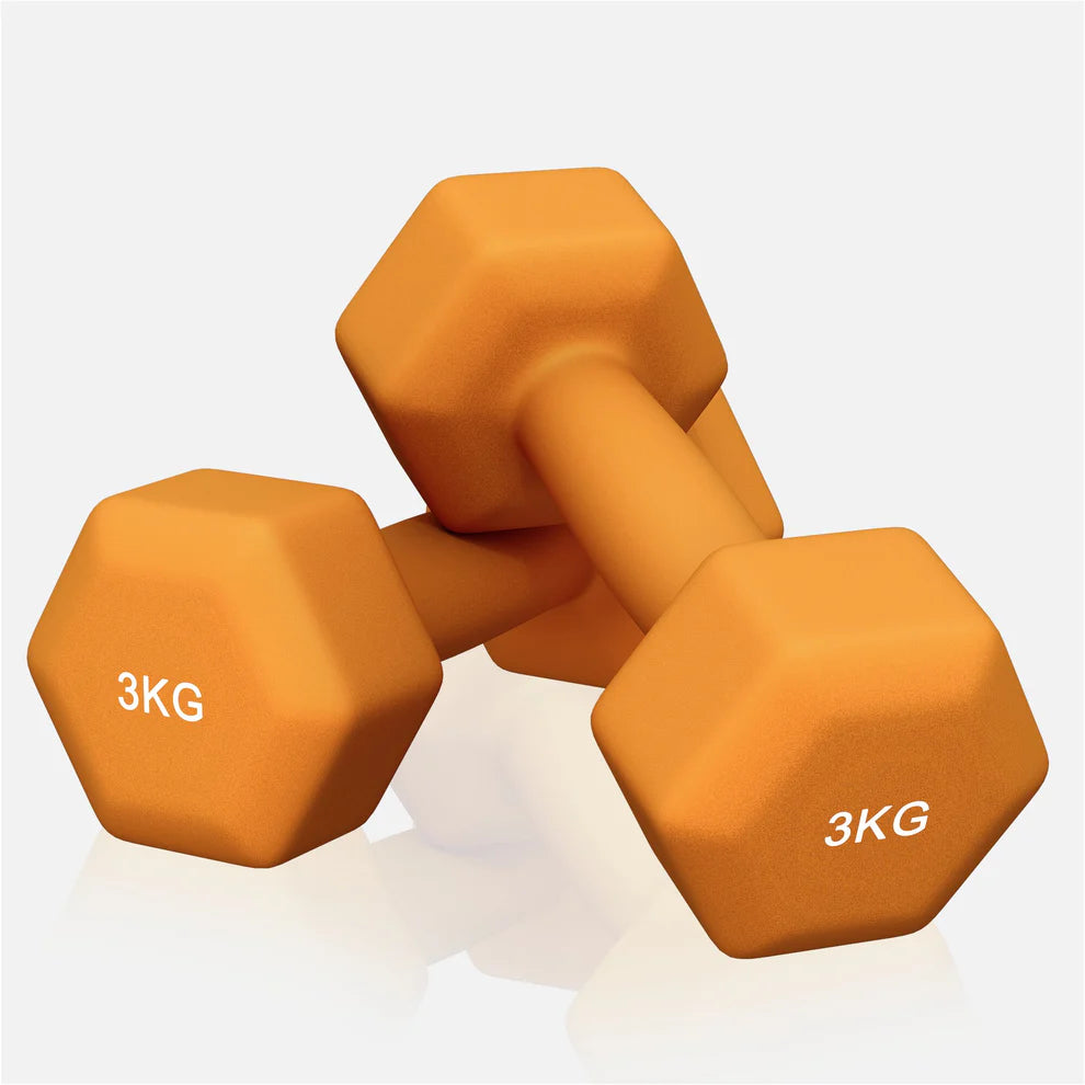 Aerobic / Neopreenikäsipainot, 3kg / 2kpl, 18,5x8cm, Oranssi