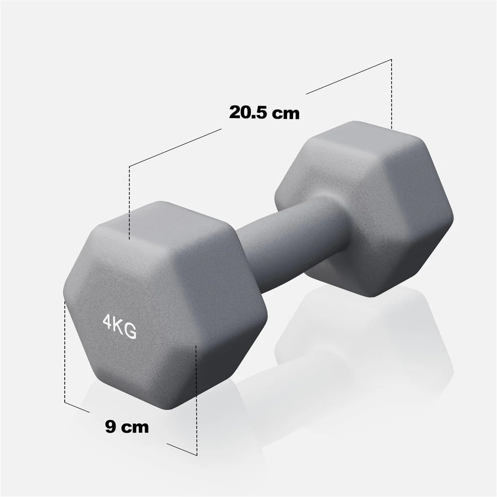 Aerobic / Neopreenikäsipainot, 4kg / 2kpl, 20,5x9cm, Harmaa