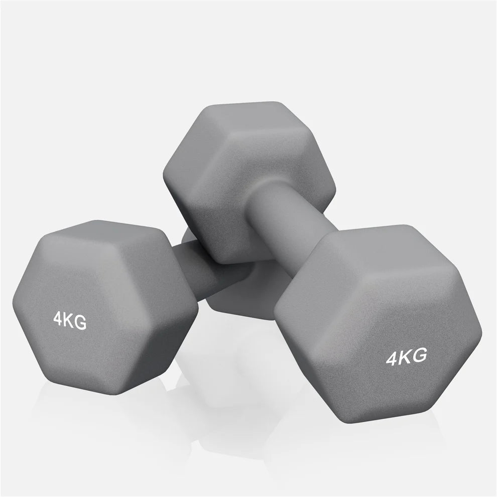 Aerobic / Neopreenikäsipainot, 4kg / 2kpl, 20,5x9cm, Harmaa