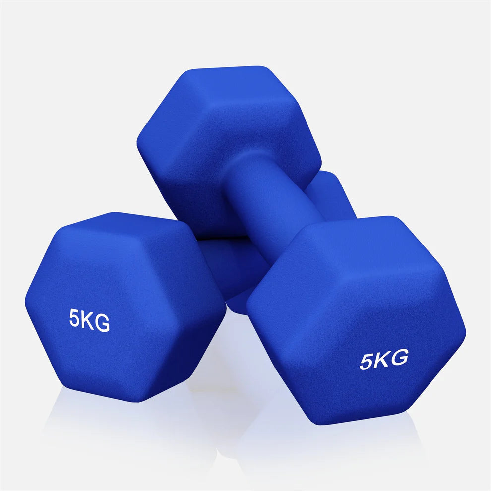 Aerobic / Neopreenikäsipainot, 5kg / 2kpl, 21x9,5cm, Laivastonsininen