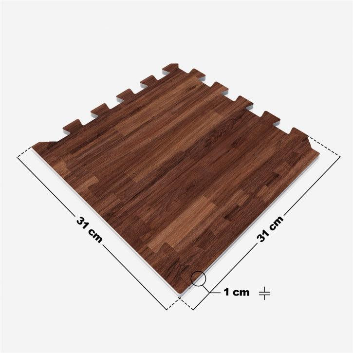 Suojamatto / Palamatto, 18 Palaa + 18 Reunapalaa 30x30x1cm, EVA-Vaahtomuovi, Tumma Puukuosi