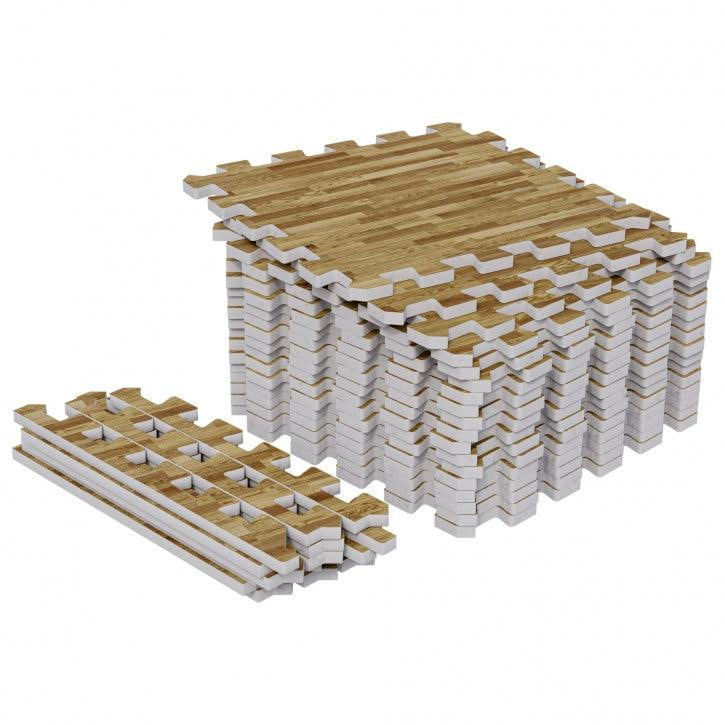 Suojamatto / Palamatto, 18 Palaa + 18 Reunapalaa 30x30x1cm, EVA-Vaahtomuovi, Puukuosi