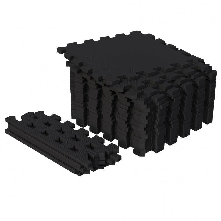 Suojamatto / Palamatto, 18 Palaa + 18 Reunapalaa 30x30x1cm, EVA-Vaahtomuovi, Musta