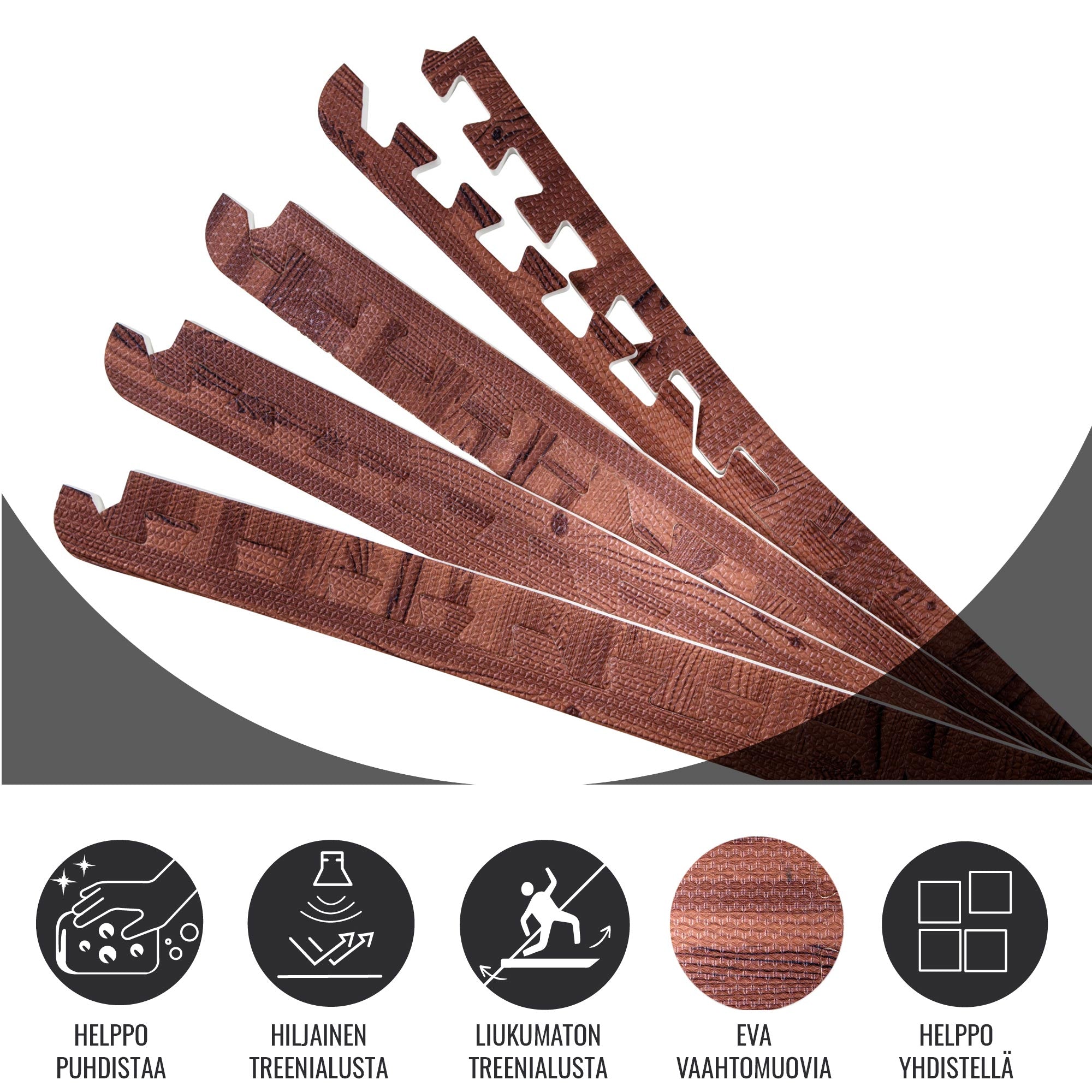 OUTLET! Suojamaton / Palamaton Reunapalat 8kpl 62,5x1,2cm EVA-Vaahtomuovi Tumma Puukuosi