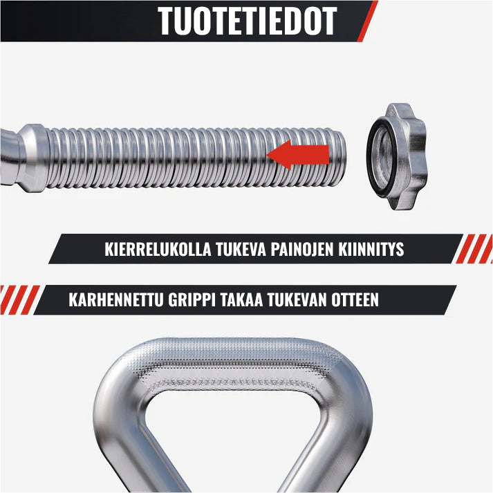 Säädettävä kahvakuula, Max 50 kg, Levypainokäyttöinen