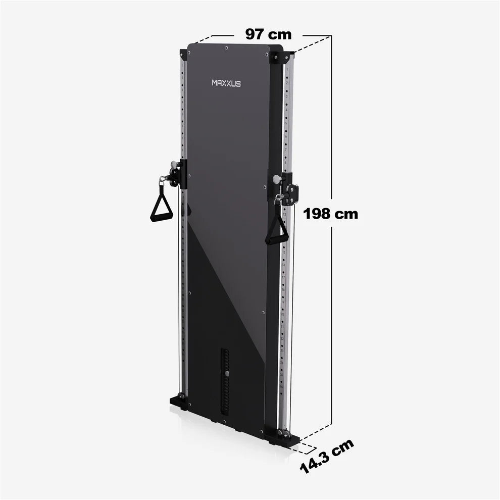 MAXXUS SmartGym H8 Taljalaite Seinään, 50kg Painopakka, 14,3x97x198cm, Musta