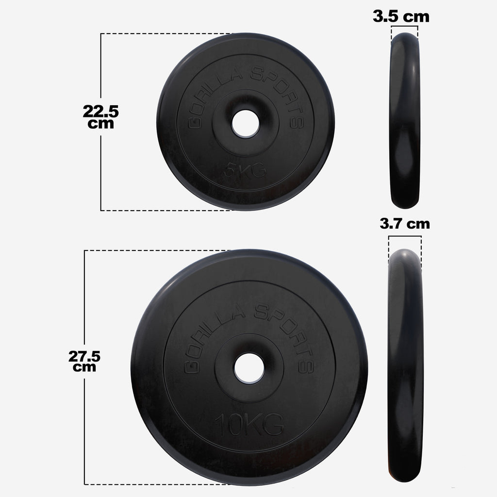 Levypainot 2x5kg 2x10kg, 30mm Kumiset Levypainot, Musta