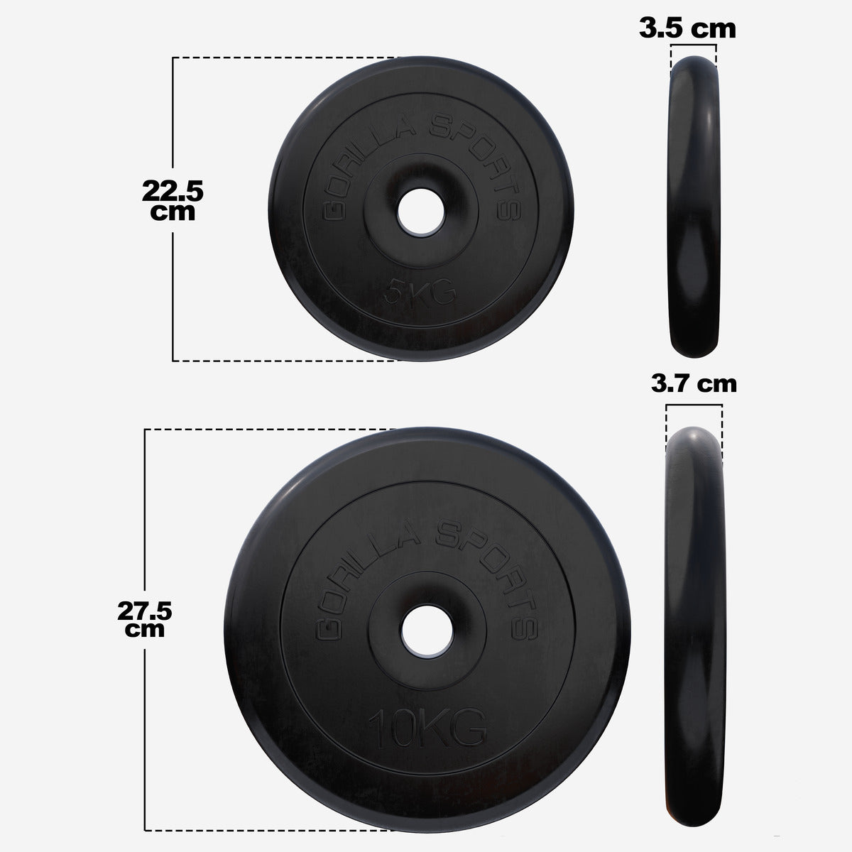 Levypainot 2x5kg 2x10kg, 30mm Kumiset Levypainot, Musta