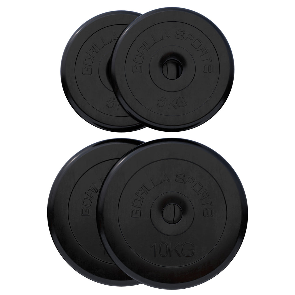 Levypainot 2x5kg 2x10kg, 30mm Kumiset Levypainot, Musta