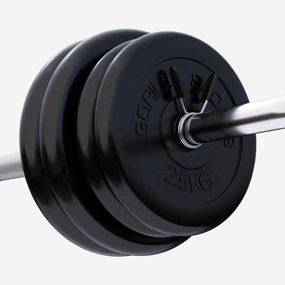 Levypainot 4x2,5kg 4x5kg, 30mm Kumiset Levypainot, Musta