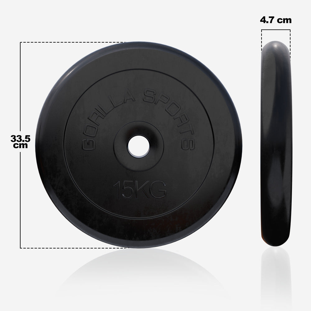 Levypainot 2x15kg, 30mm Kumiset Levypainot, Musta