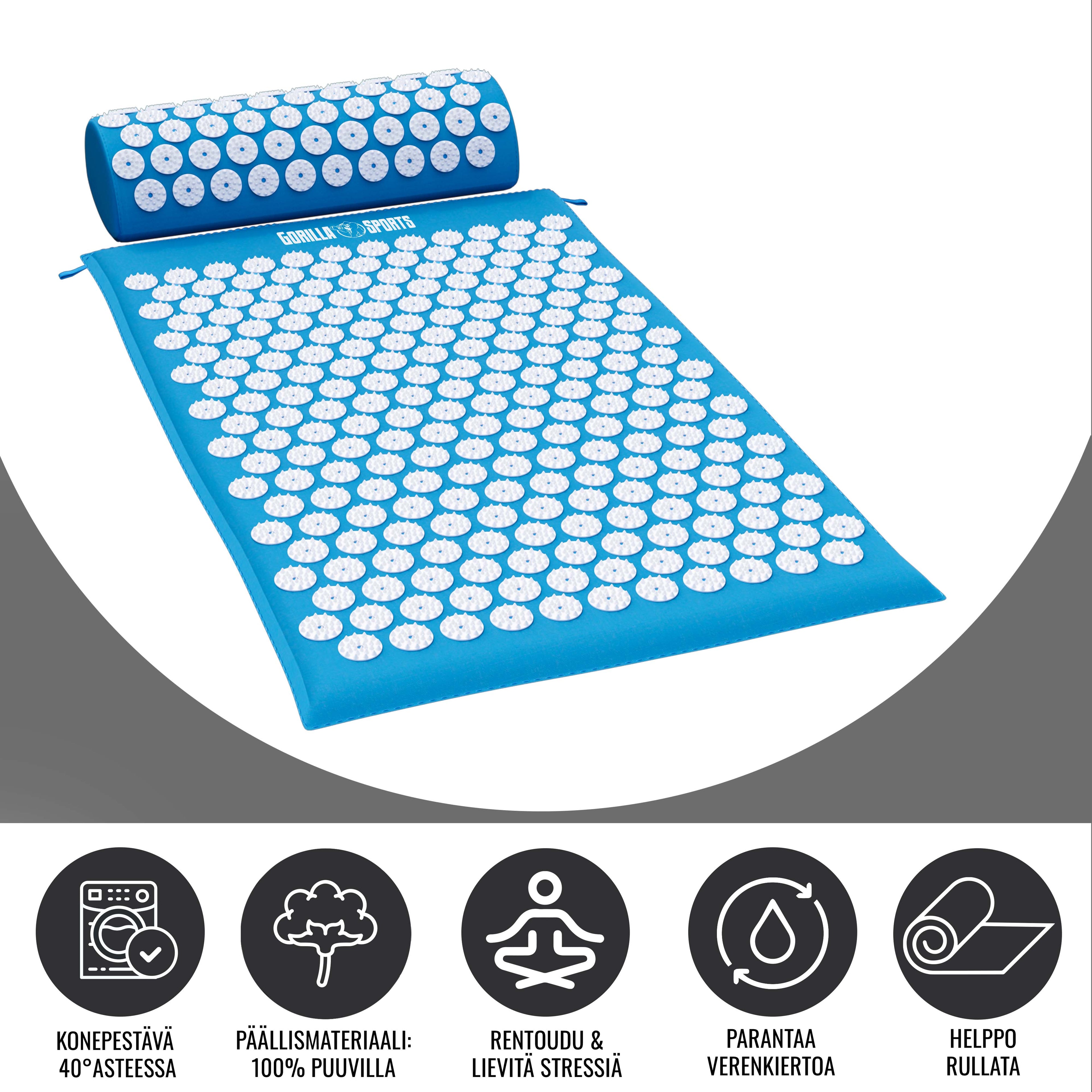 Piikkimatto ja tyyny, Kantolaukku, 68x42x2,5cm