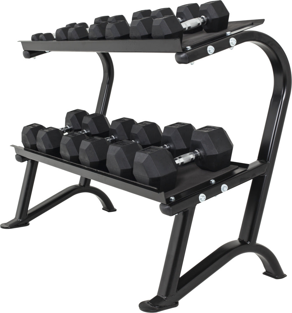 Käsipainoteline Hexagon Käsipainoille 2-Tasoinen 143x66x100cm Max. 500kg Musta