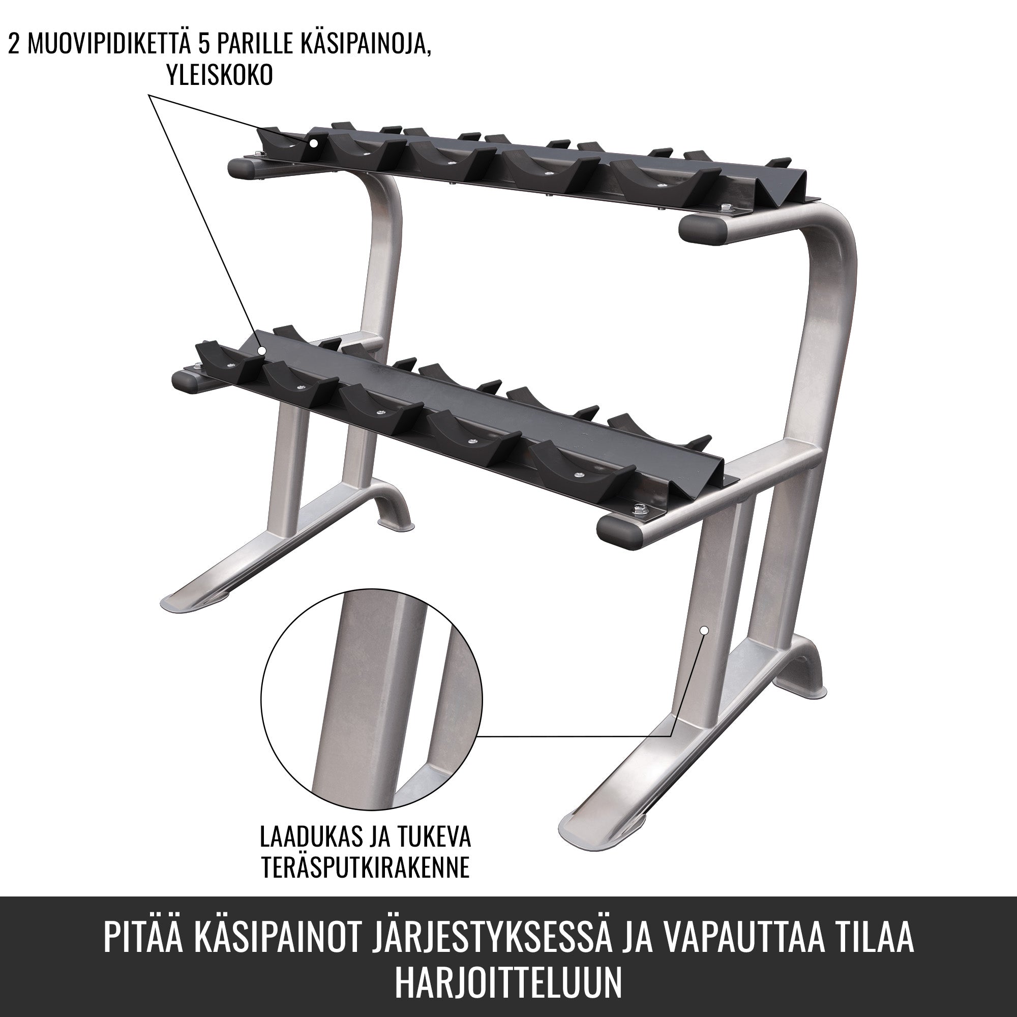 Pro-Sarjan Käsipainoteline 2-Tasoinen 121x65x100cm Max. 250kg Harmaa