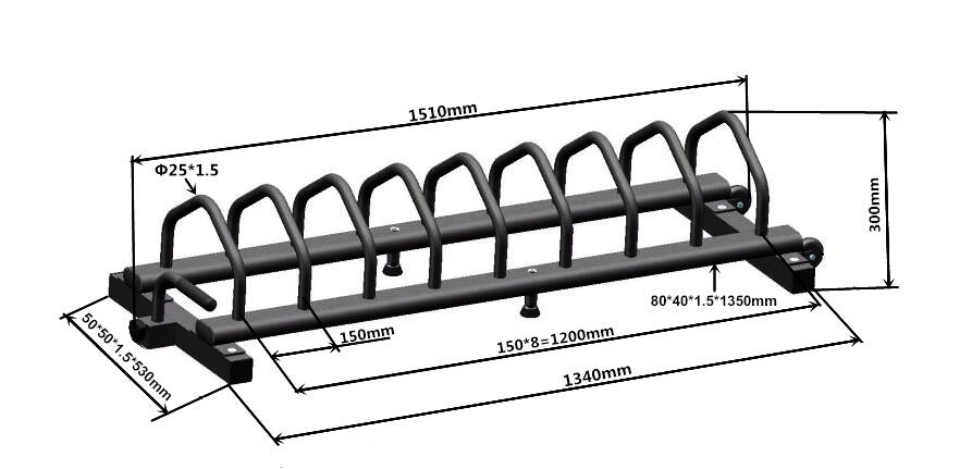 Levypainoteline, Siirrettävä, Pyörillä, Kampamallinen, 400kg, Musta