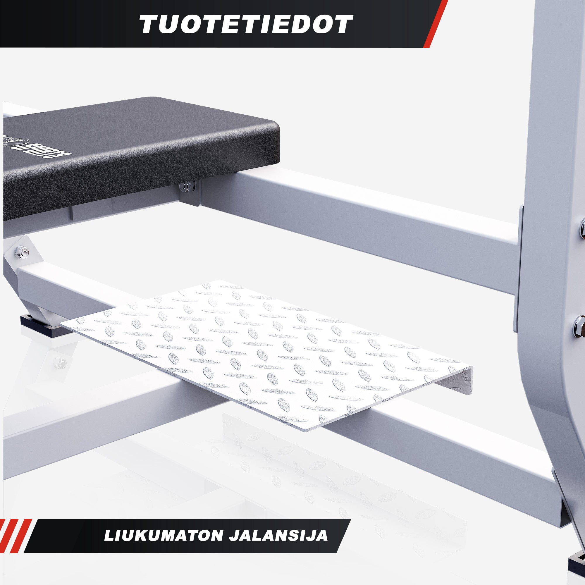 Leveä Painonnostopenkki / Punnerruspenkki 143x110x103cm Max. 250kg Valkoinen