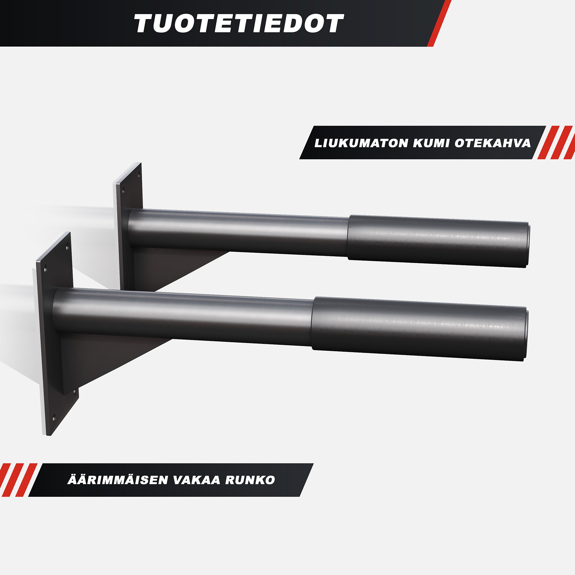 Dippikahvat Seinään Pehmustetut Otekahvat 51cm Max. 350kg Teräs Musta 2kpl
