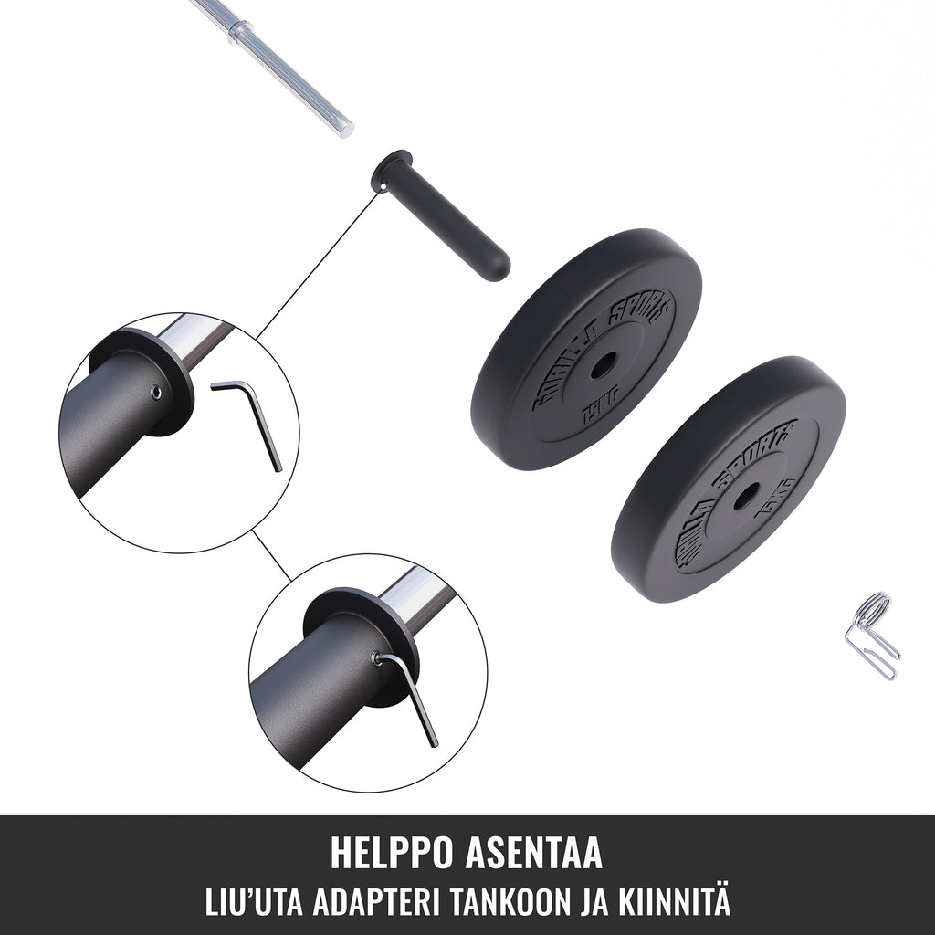 50mm Levytanko Adapteri 30mm Laitteille Jousilukolla 23cm Musta 2kpl