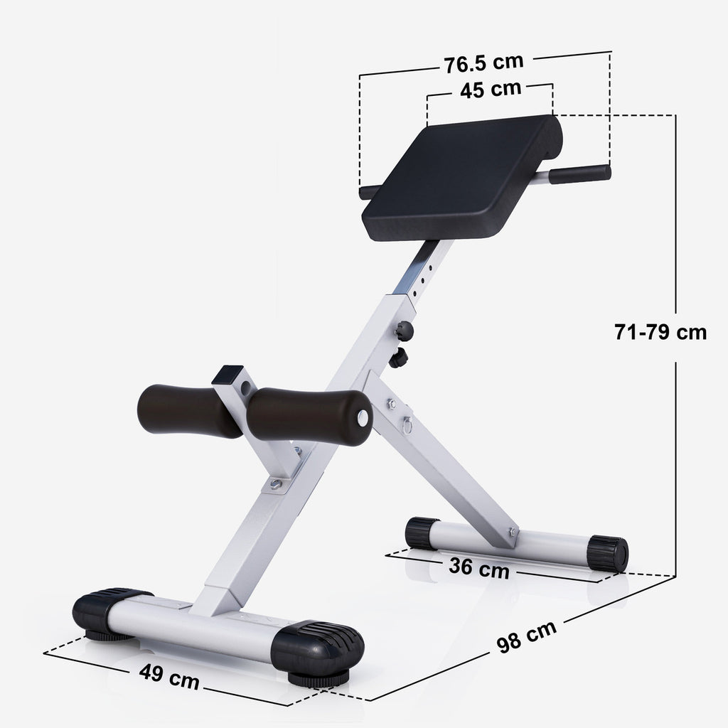Selkäpenkki / Selkälihaslaite Taitettava Säädettävä 98x49x71-79cm Valkoinen