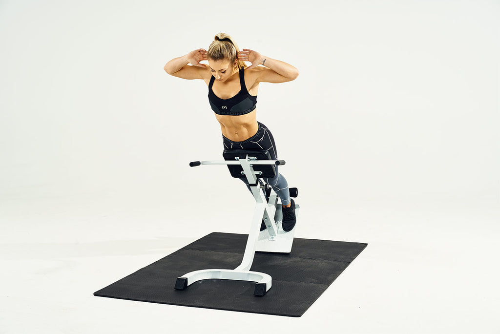 Säädettävä Selkäpenkki / Selkälihaslaite Tukikahvoilla 128x56x78-86cm Valkoinen