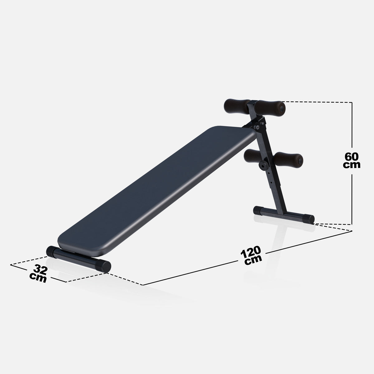 Säädettävä Vatsalihaspenkki / Treenipenkki Pehmusteella 120x32x60cm Musta