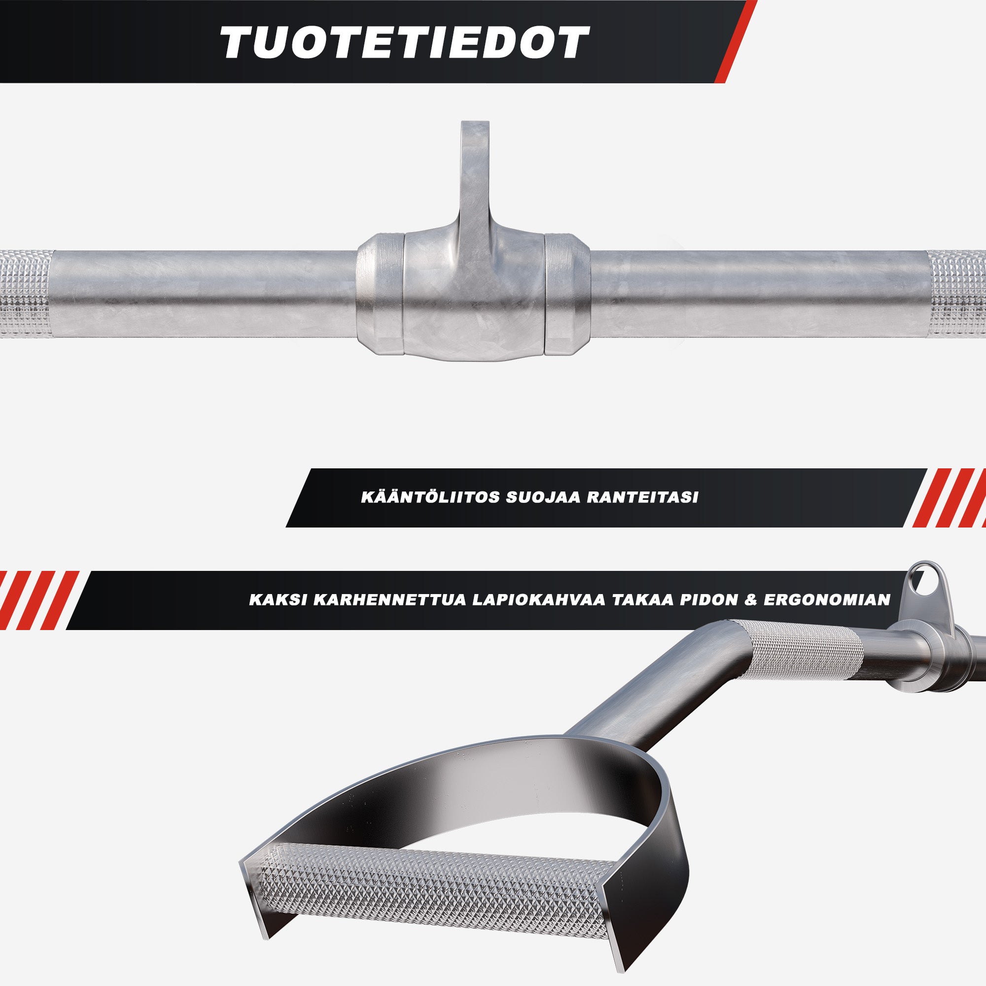 Lapiokahvatanko Vetotanko Taljaan 93cm, 6.5kg, Max. 200kg Kromi