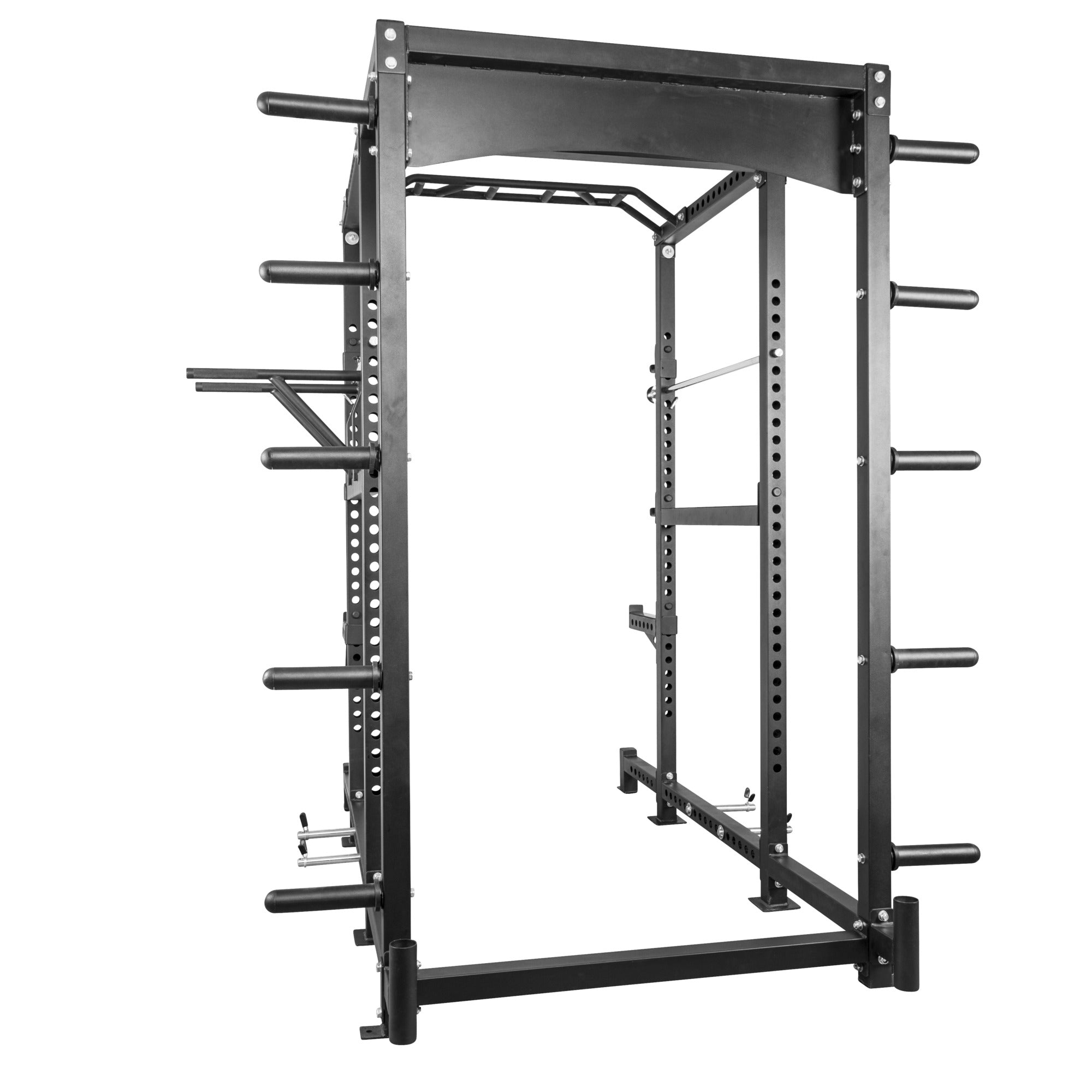 Power Rack EXTREME – Monipuolinen Kyykkyräkki / Kyykkyhäkki 400 kg, Leuanvetotanko ja Dippikahvat, Musta