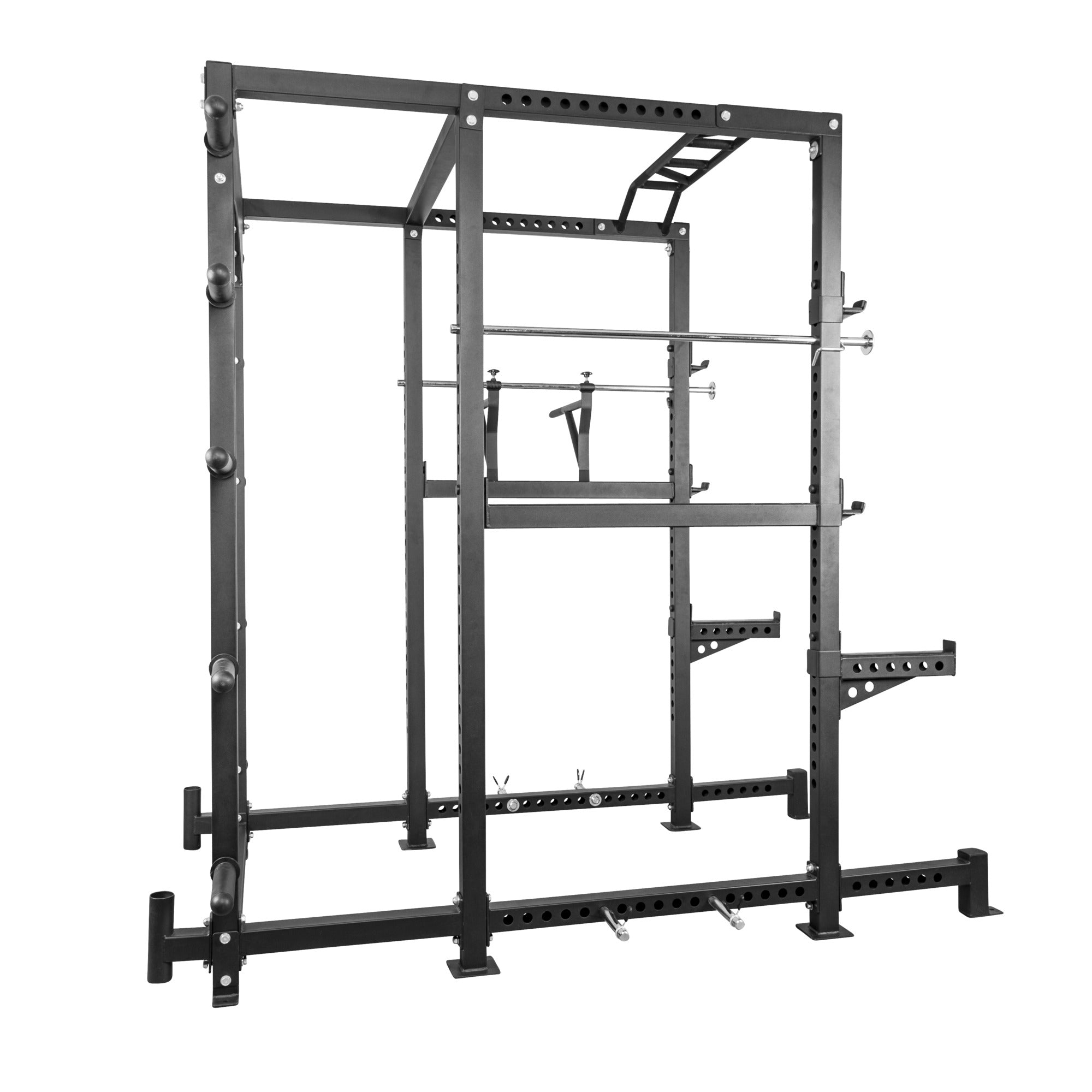 Power Rack EXTREME – Monipuolinen Kyykkyräkki / Kyykkyhäkki 400 kg, Leuanvetotanko ja Dippikahvat, Musta