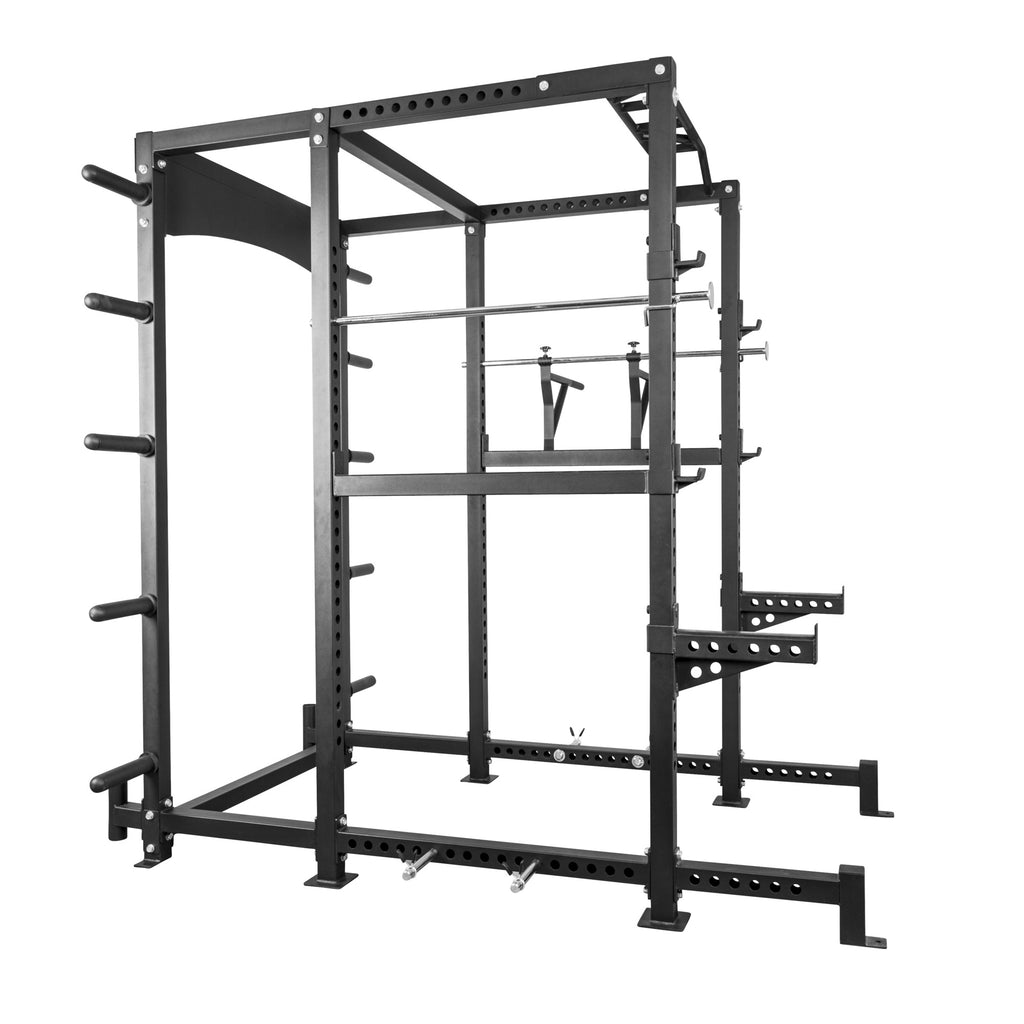 Power Rack EXTREME – Monipuolinen Kyykkyräkki / Kyykkyhäkki 400 kg, Leuanvetotanko ja Dippikahvat, Musta