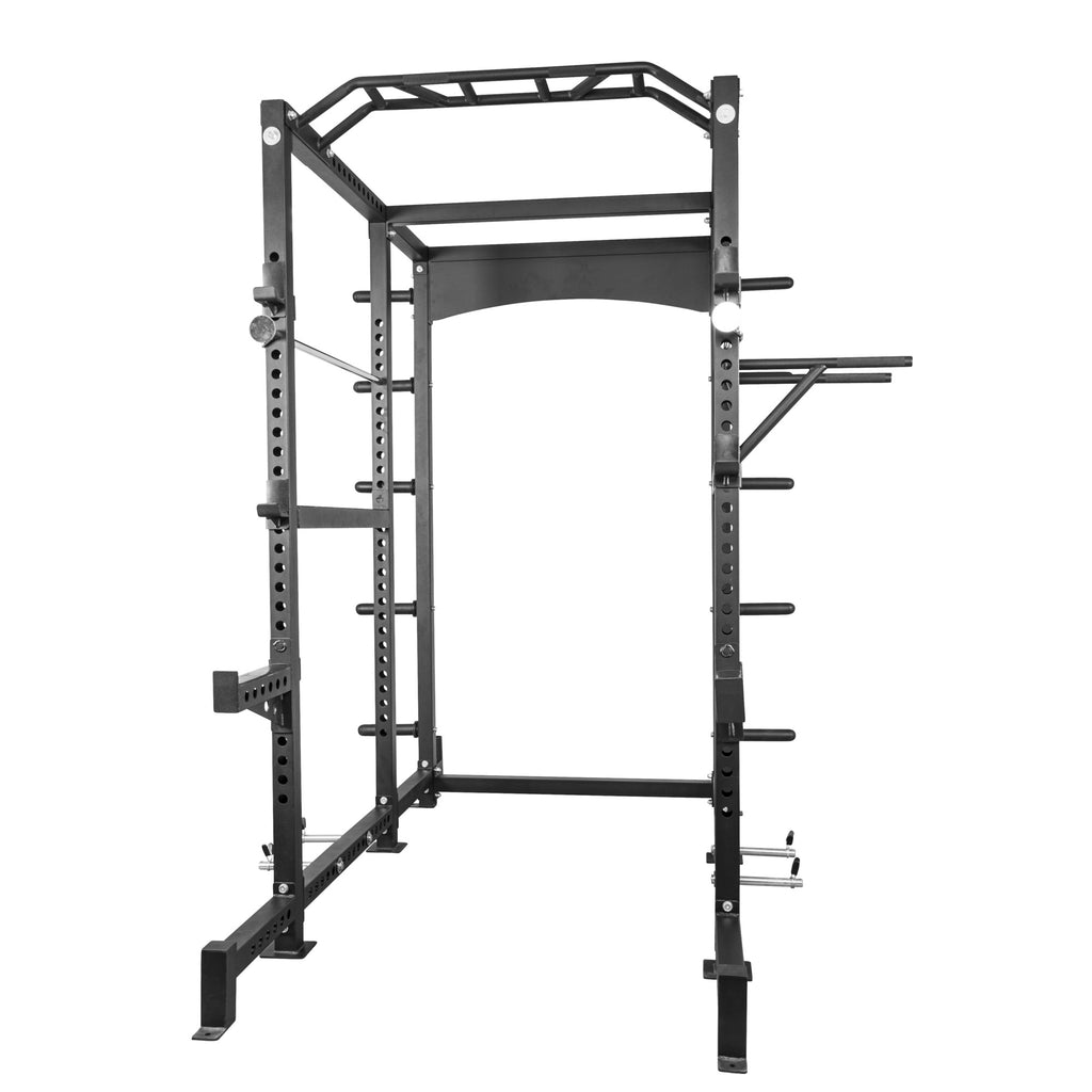 Power Rack EXTREME – Monipuolinen Kyykkyräkki / Kyykkyhäkki 400 kg, Leuanvetotanko ja Dippikahvat, Musta