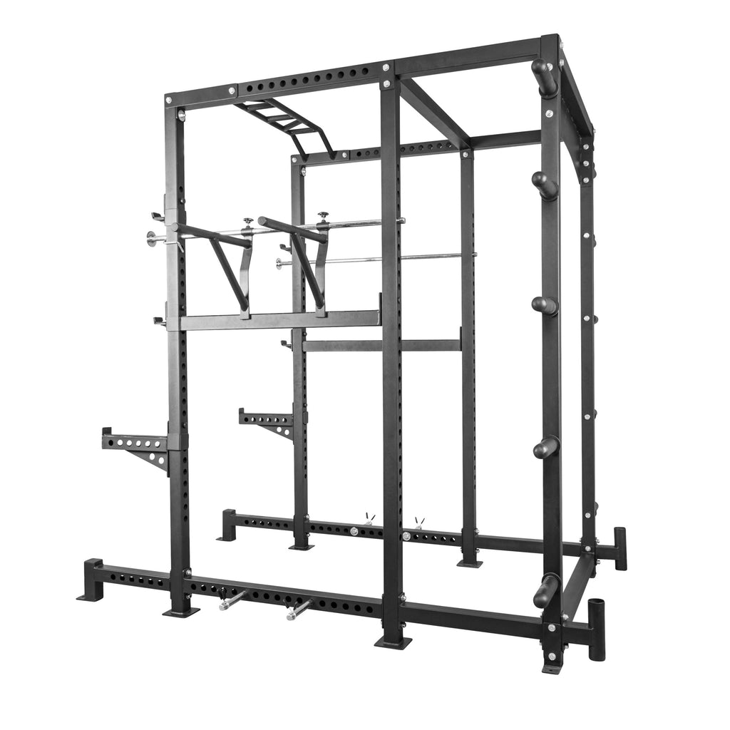 Power Rack EXTREME – Monipuolinen Kyykkyräkki / Kyykkyhäkki 400 kg, Leuanvetotanko ja Dippikahvat, Musta