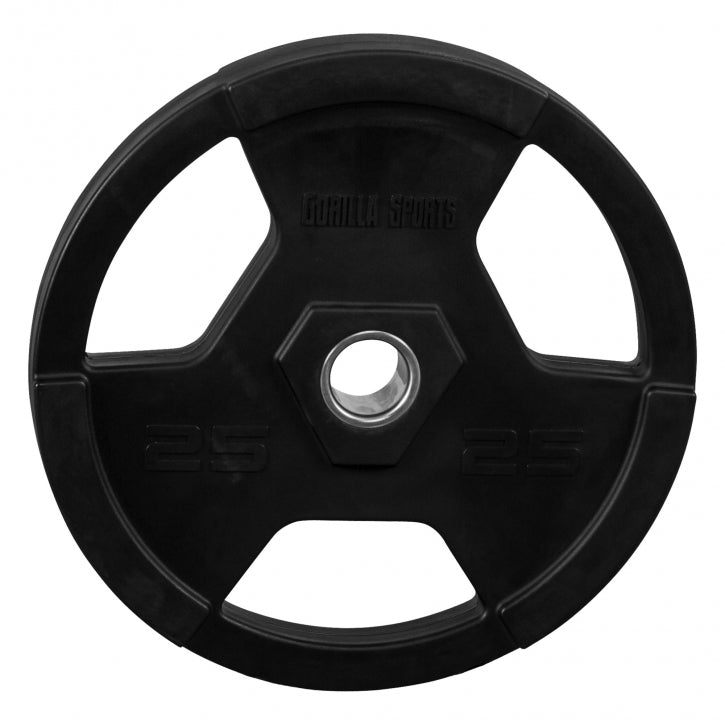 Olympia Levypaino 25kg, 50mm Rautainen Vinyylipaino Otekahvoilla, Musta