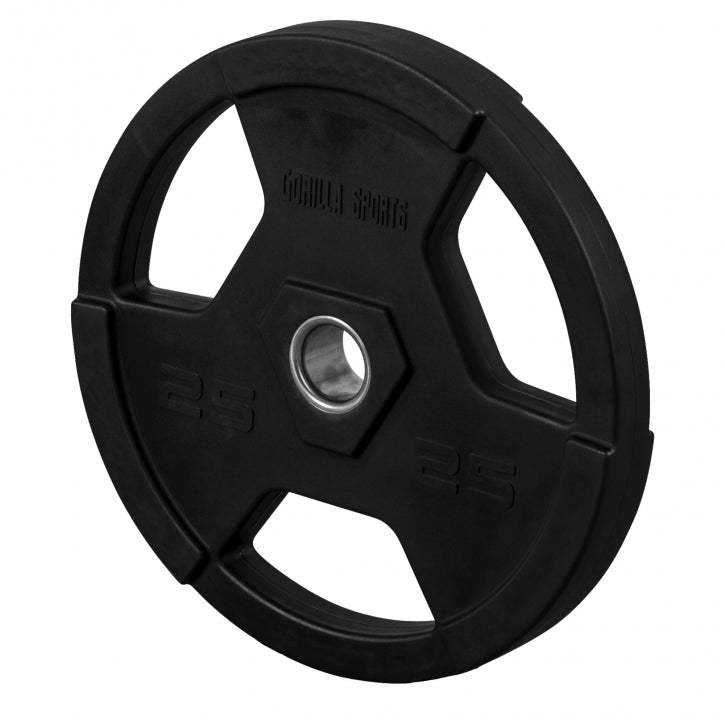 Olympia Levypaino 25kg, 50mm Rautainen Vinyylipaino Otekahvoilla, Musta