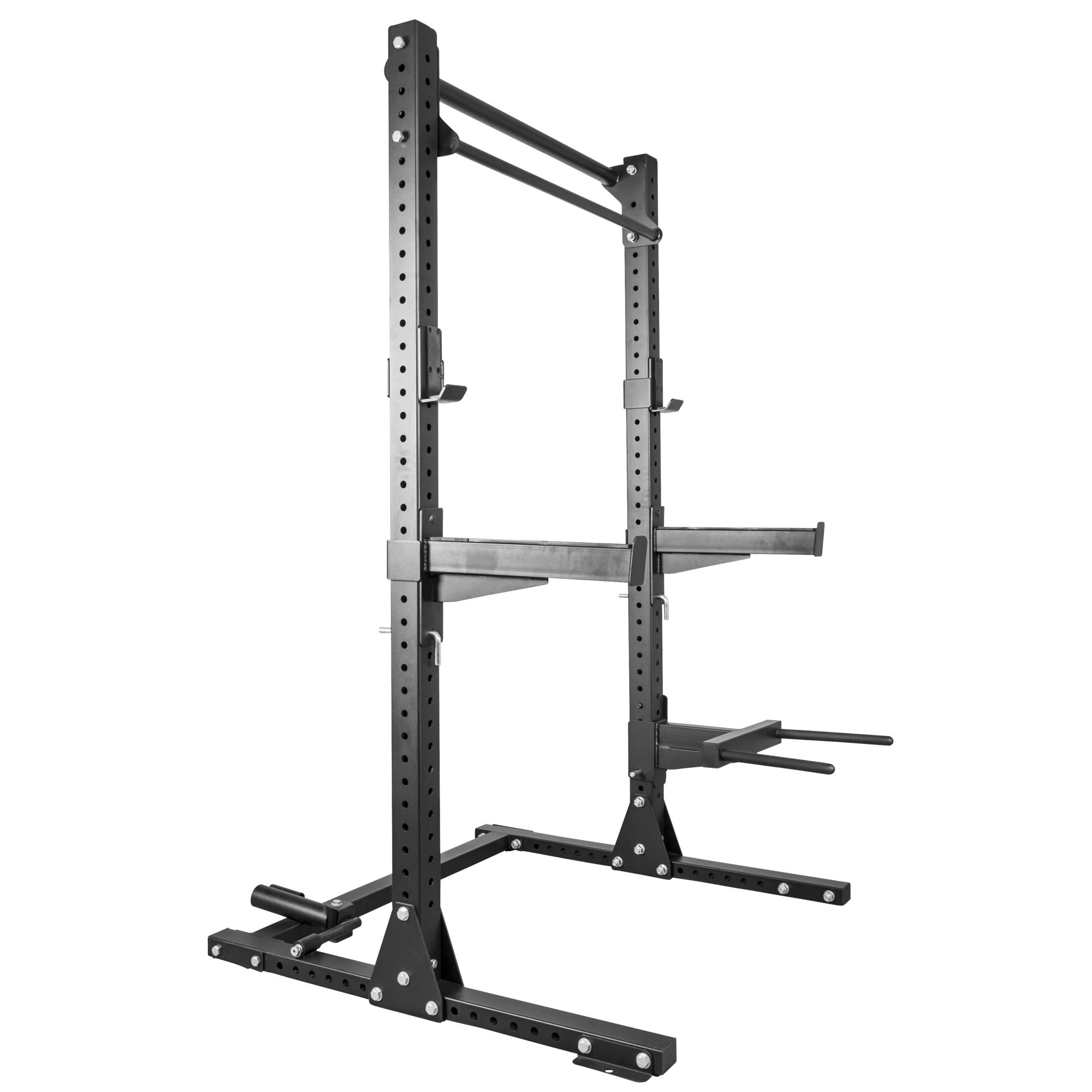 Kyykkyräkki / Half Power Rack Dippiasemalla Ja Tankonivelellä 129,8x162,5x215,8cm Musta