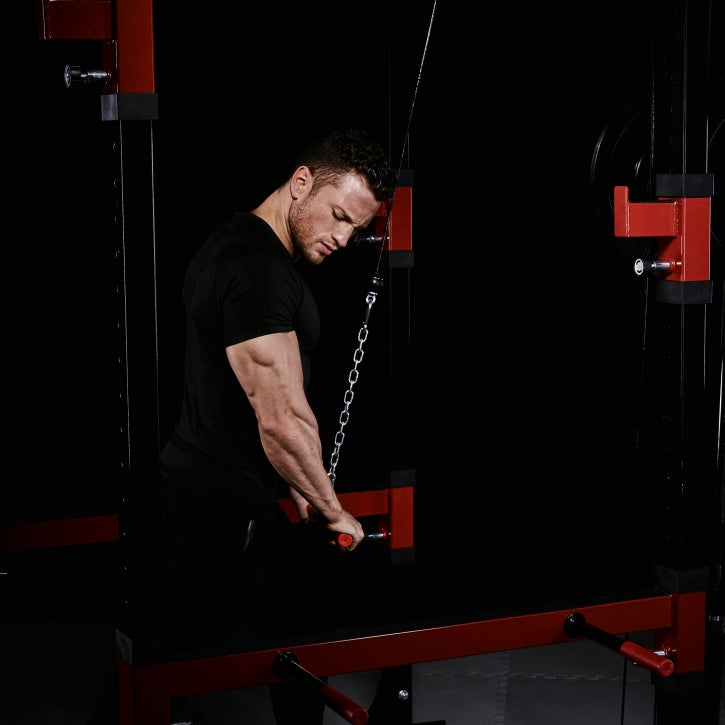 Power Rack / Kyykkyhäkki Ala- ja Ylätaljalla – Leuanvetotanko & Dippikahvat, Musta/Punainen