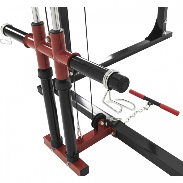 Power Rack / Kyykkyhäkki Ala- ja Ylätaljalla – Leuanvetotanko & Dippikahvat, Musta/Punainen