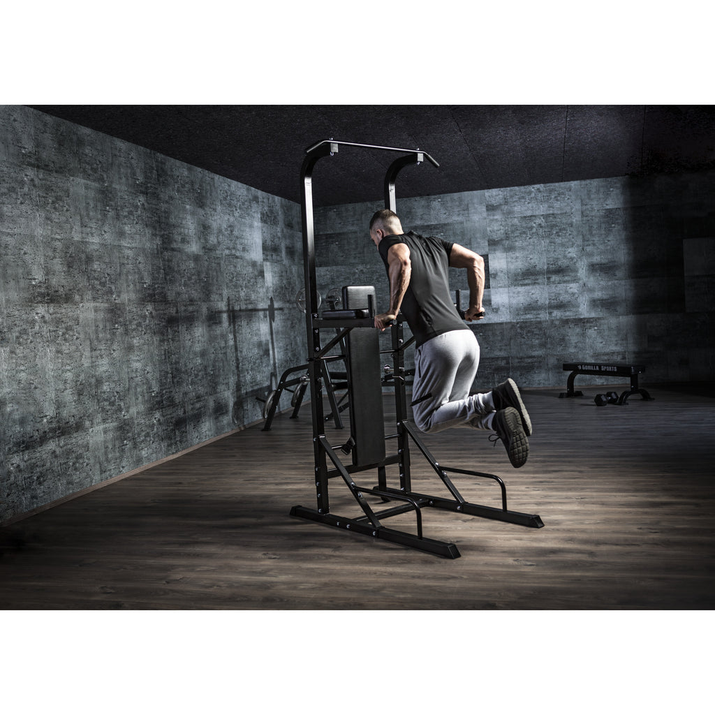 Monipuolinen Power Tower / Voimatorni Penkillä  203x74x222cm Musta