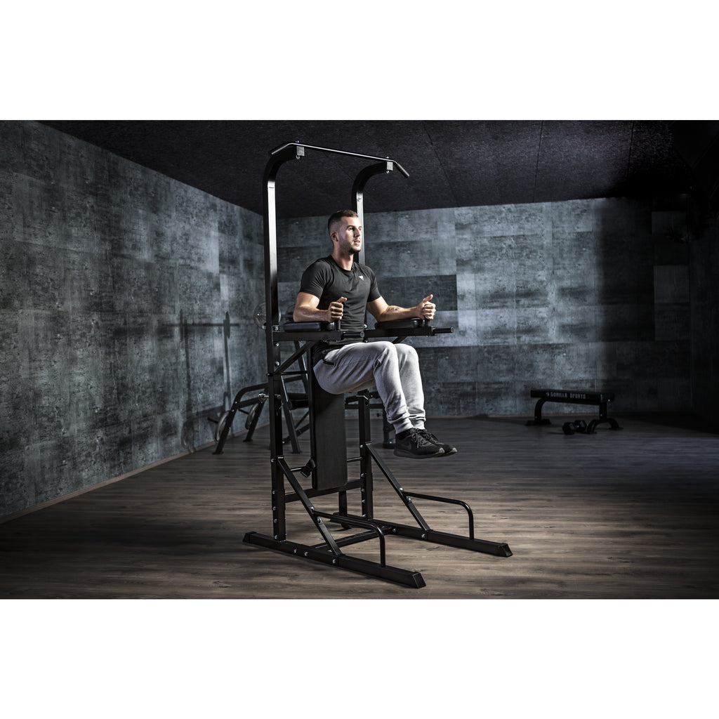 Monipuolinen Power Tower / Voimatorni Penkillä  203x74x222cm Musta