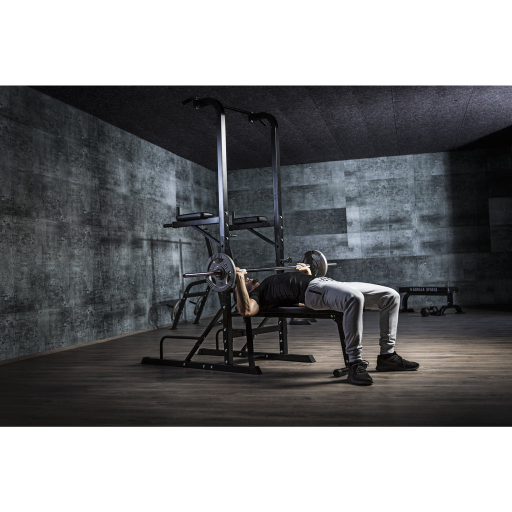 Monipuolinen Power Tower / Voimatorni Penkillä  203x74x222cm Musta